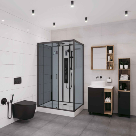 Душевая кабина Niagara Premium NG-6912-01GQL BLACK (120х80х210) низкий поддон(16 см),черный,стекло тонированное,5 мест