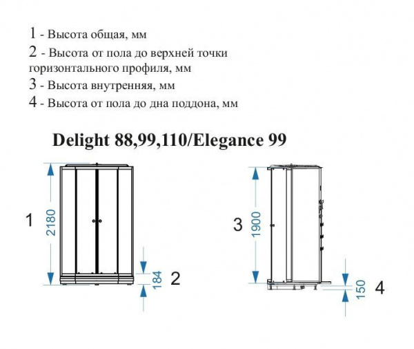 Душевая кабина Domani-Spa Delight 110 DS01D110LBT00 100x100