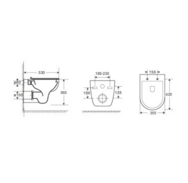 Унитаз с инсталляцией WeltWasser AMBERG 350 ST + BAARBACH 004 GL-WT + AMBERG RD-BL