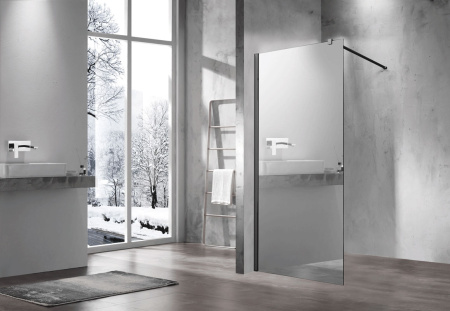 Душевая перегородка Vincea Walk-In VSW-1H900MRB, 900*2000, черный матовый, стекло зеркальное
