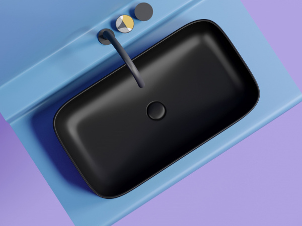 Умывальник чаша накладная прямоугольная Ceramicanova Element 705*380*122мм, черный матовый, CN6054MB