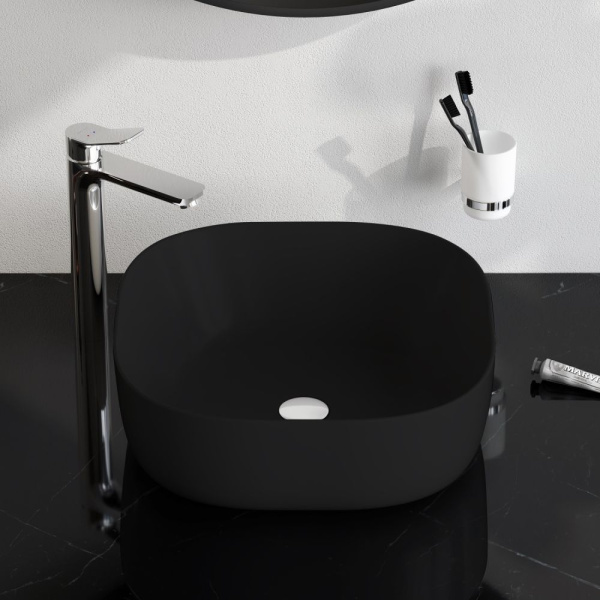 M8FWCC30430BM Func Раковина накладная AM.PM, квадрат, 43 см, цвет черный матовый