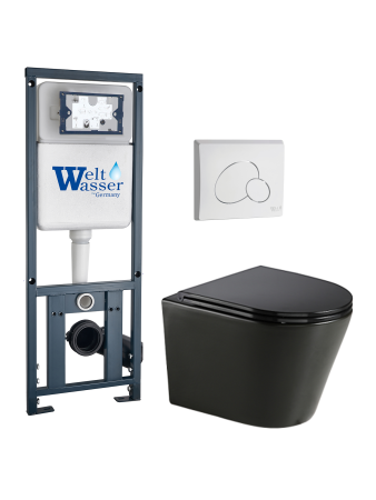 Комплект инсталляции с унитазом Weltwasser MARBERG 410 + SALZBACH 043 GL-BL + MAR 410 RD GL-WT