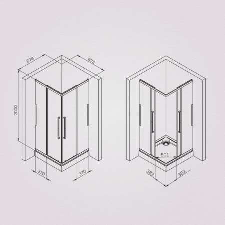 W84G-403-9090-BТ Душевое ограждение AM.PM Func Square Slide 90х90, черный, прозрачное