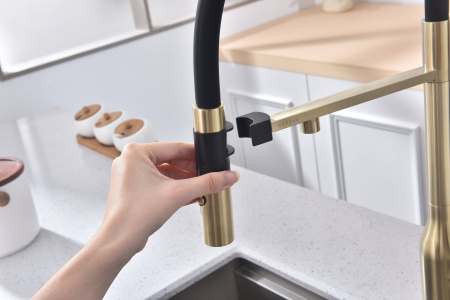 Смеситель для кухни Paulmark MAGNETO ONE Ma213188-SBG, светлое брашированное золото