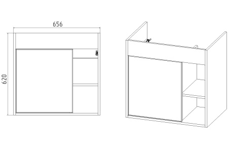 Тумба VIANT "Бостон" COMO 70 1 ств подвесная графит 425х655х620 (VBOS70COG-T1STP)