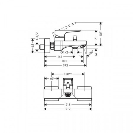 Смеситель для ванны с душем Hansgrohe Metropol 74540000