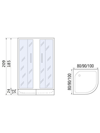 Душевой уголок River DON XL 100/24 МТ без поддона