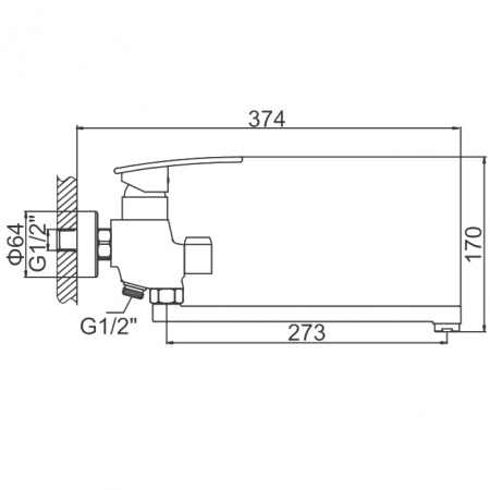 Смеситель для ванны Ledeme H70 L2270