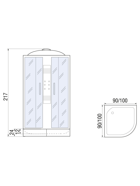 Душевая кабина River TEMZA 90/24 ТН 900х900х2170мм