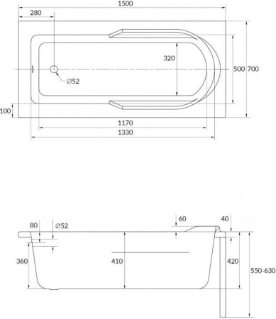 Акриловая ванна Cersanit Santana 150x70 WP-SANTANA*150-W