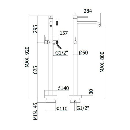 Смеситель для ванны с душем Paffoni LIGHT LIG032BO