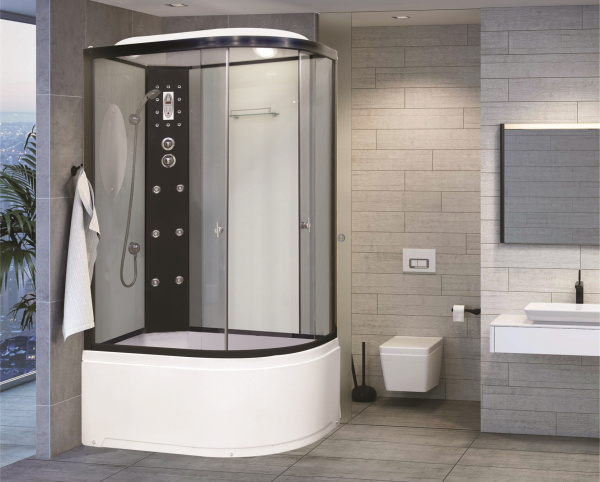 Душевая кабина Niagara Ultra NG-1910-01L (120х80х220) высокий поддон(48см),черный,стекло тонированное,4 места