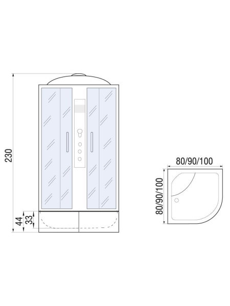 Душевая кабина River DUNAY XL 100/44 TH 1000х1000х2300мм