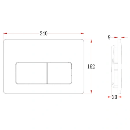 Кнопка смыва Veconi FLUSH V5, FLV5-B, 240х162х9, пластик, черный матовый