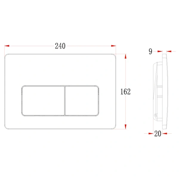 Кнопка смыва Veconi FLUSH V5, FLV5-B, 240х162х9, пластик, черный матовый