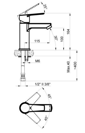 Смеситель для раковины AZARIO ENZO, хром (AZ-15714501)