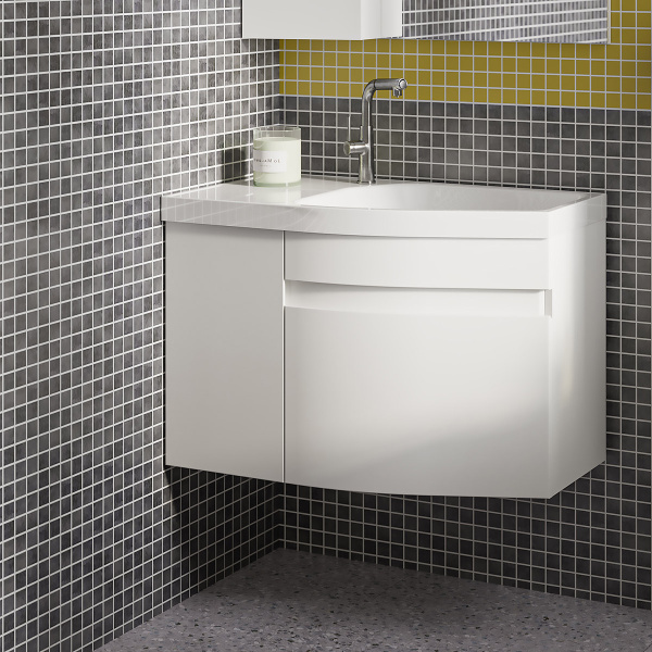 Тумба под умывальник Belux подвесная Токио 80-01 Белый глянцевый