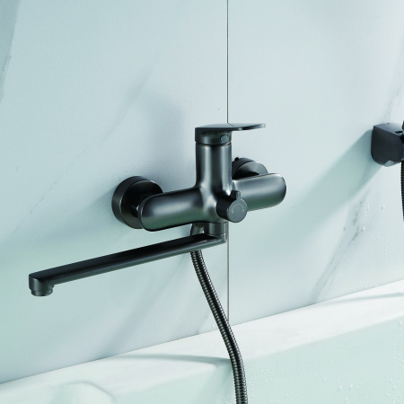 Смеситель для ванны Shevanik S8502T, оружейная сталь