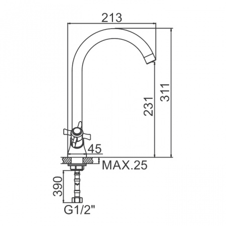 Смеситель для мойки Ledeme H11A L4311A-2