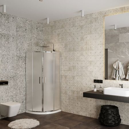 Душевой уголок Roxen Santi 55020-90C (90х90) стекла матовые/профиль хром