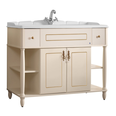 Тумба под умывальник Belux напольная Флоренция 105-02 Слоновая кость с золотой патиной