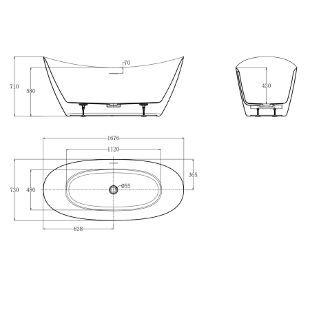 Ванна AQUAme акриловая отдельностоящая AQM3504GW