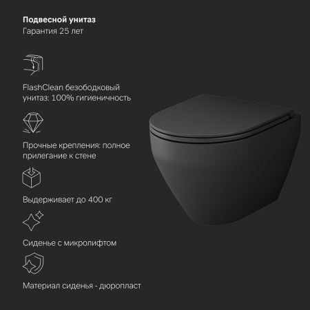 IS49038.701700MB Инсталляция с клавишей Pro L чёрн матовый с подвесным унитазом Spirit V2.0 FlashClean черн мат