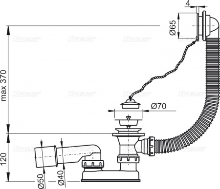 Сифон для ванны AlcaPlast A501-BL-01