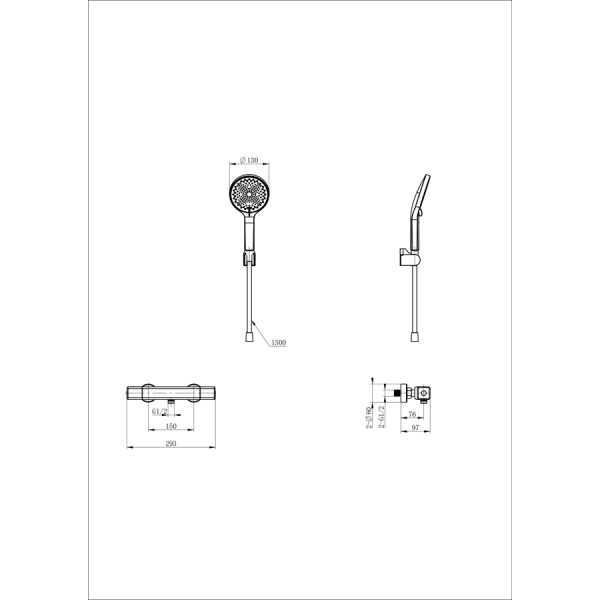 Смеситель для душа с термостатом WONZON & WOGHAND, Черный матовый (WW-B2016-A-MB)