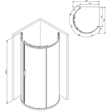 Душевое ограждение AM.PM Like W83G-333-095CG 95x95 см, без поддона