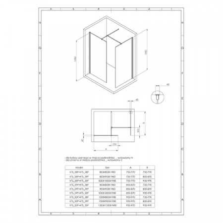 Душевая стенка Deante KERRIA PLUS WALK-IN KTS_038P стекло прозрачное 80х200 см