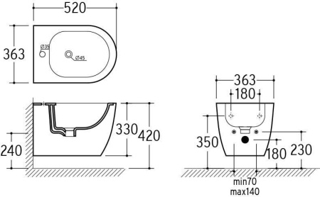 Подвесное биде Roxen Antares 410185-00