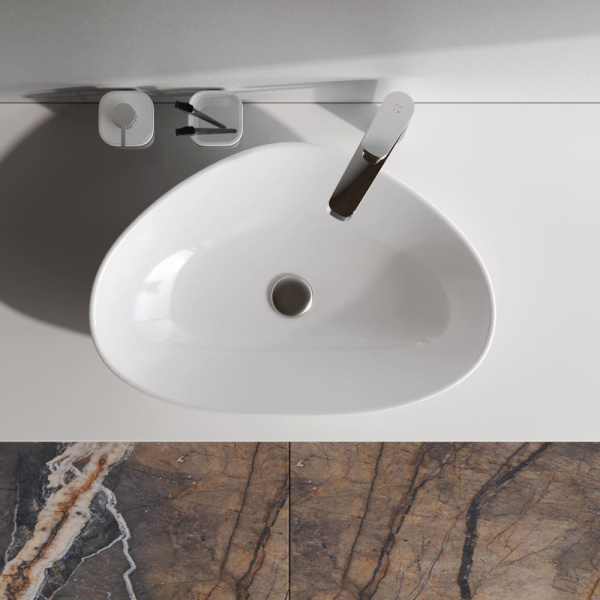 M8FWCC50600WG Func Раковина накладная AM.PM ассиметричная 60 см, цвет белый глянец