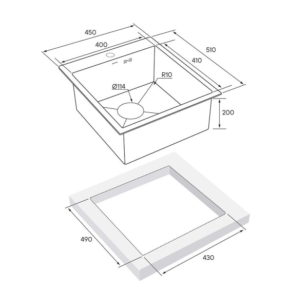 Мойка Paulmark KRONER 45 PM214551-BG 510х450 ммх200 мм, нержавеющая сталь, брашированное золото