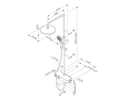 Душевая система AM.PM Inspire 2.0 F0750A500 ShowerSpot с термостатом