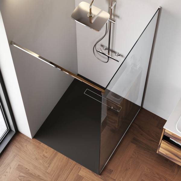 W84WI-100-F1-MTE Душевая перегородка AM.PM Func 100x200, стекло прозр. 8 мм + покрытие, профиль мат хром