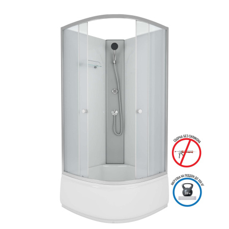 Душевая кабина Niagara Eco E80/40/MT/BK (80х80х195) высокий поддон(40см),стекло матовое,4 места