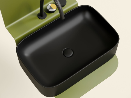 Умывальник чаша накладная прямоугольная Ceramicanova Element 605*380*122мм, черный матовый, CN6053MB