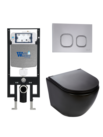 Комплект инсталляции с унитазом Weltwasser AMBERG 497 + MERZBACH 043 MT-BL + AMBERG RD-CR