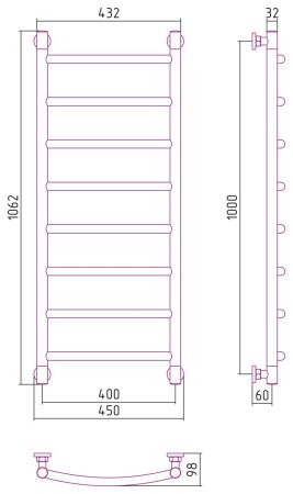 Полотенцесушитель Сунержа Галант+ 1000x400 00-0200-1040