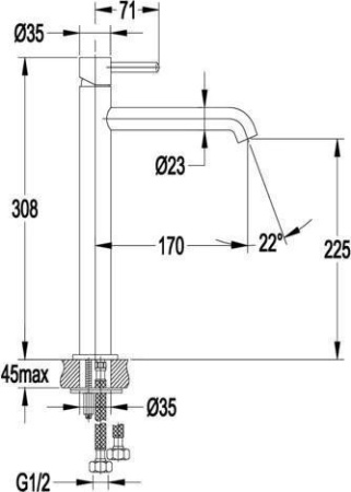Смеситель для раковины Высокий Grocenberg GB3029 Черный матовый