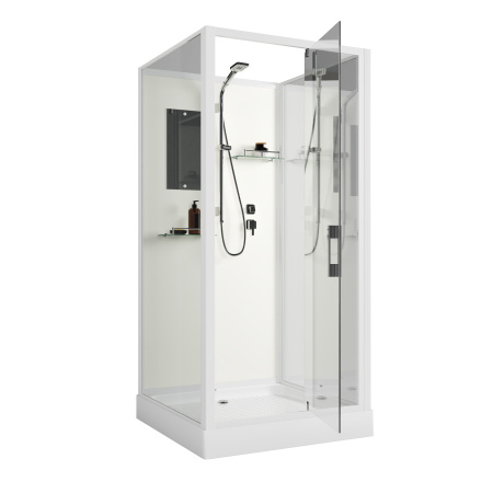 Душевая кабина Niagara Standart ST80/15Q/BK (80х80х200) квадрат,поддон 15см,распашная,проф.белый,без крыши