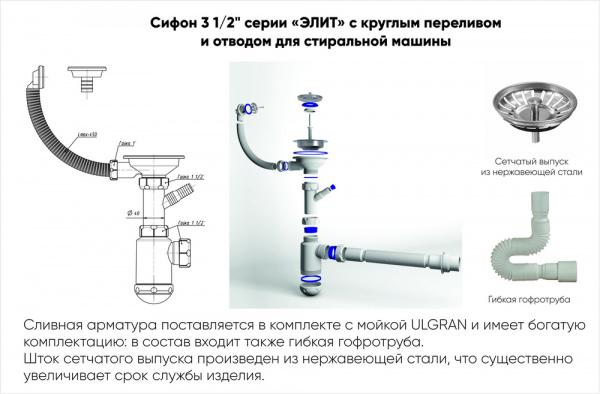 Мойка кухонная Ulgran U-101-308 черный