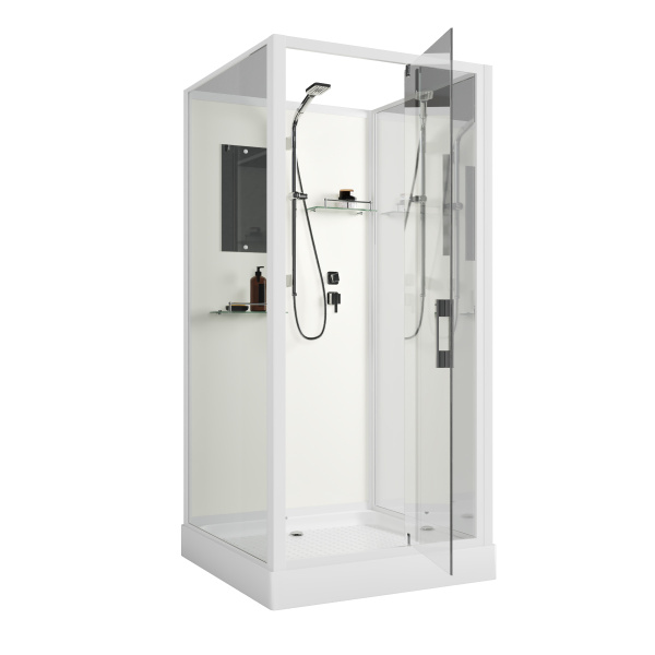 Душевая кабина Niagara Standart ST90/15Q/BK (90х90х200) квадрат,поддон 15см,распашная,проф.белый,без крыши