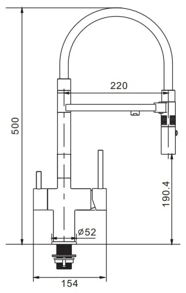 Смеситель для кухни Rose R958 с гибким изливом и подключением фильтра, хром