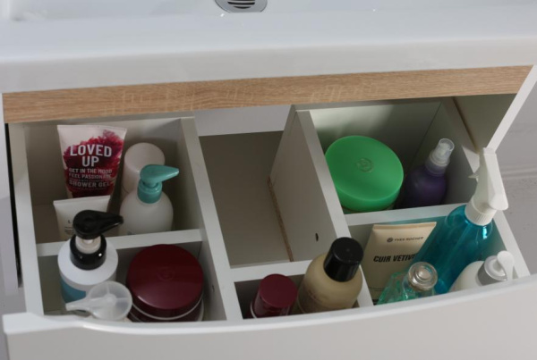 Тумба под умывальник Belux Берген НП 60-01 Белый глянцевый/Дуб сонома светлый