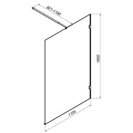 W94WI-110-F1-BTE Душевая перегородка AM.PM X-Joy 110x195, стекло прозр. 6 мм + покрытие, фурнитура черный