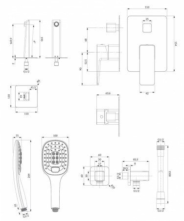 Душевая система Omnires Parma SYS PMW01CR