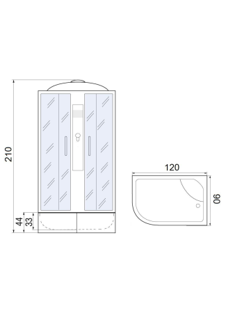 Душевая кабина River DESNA 120/90/44 R MT 1200х900х2100мм